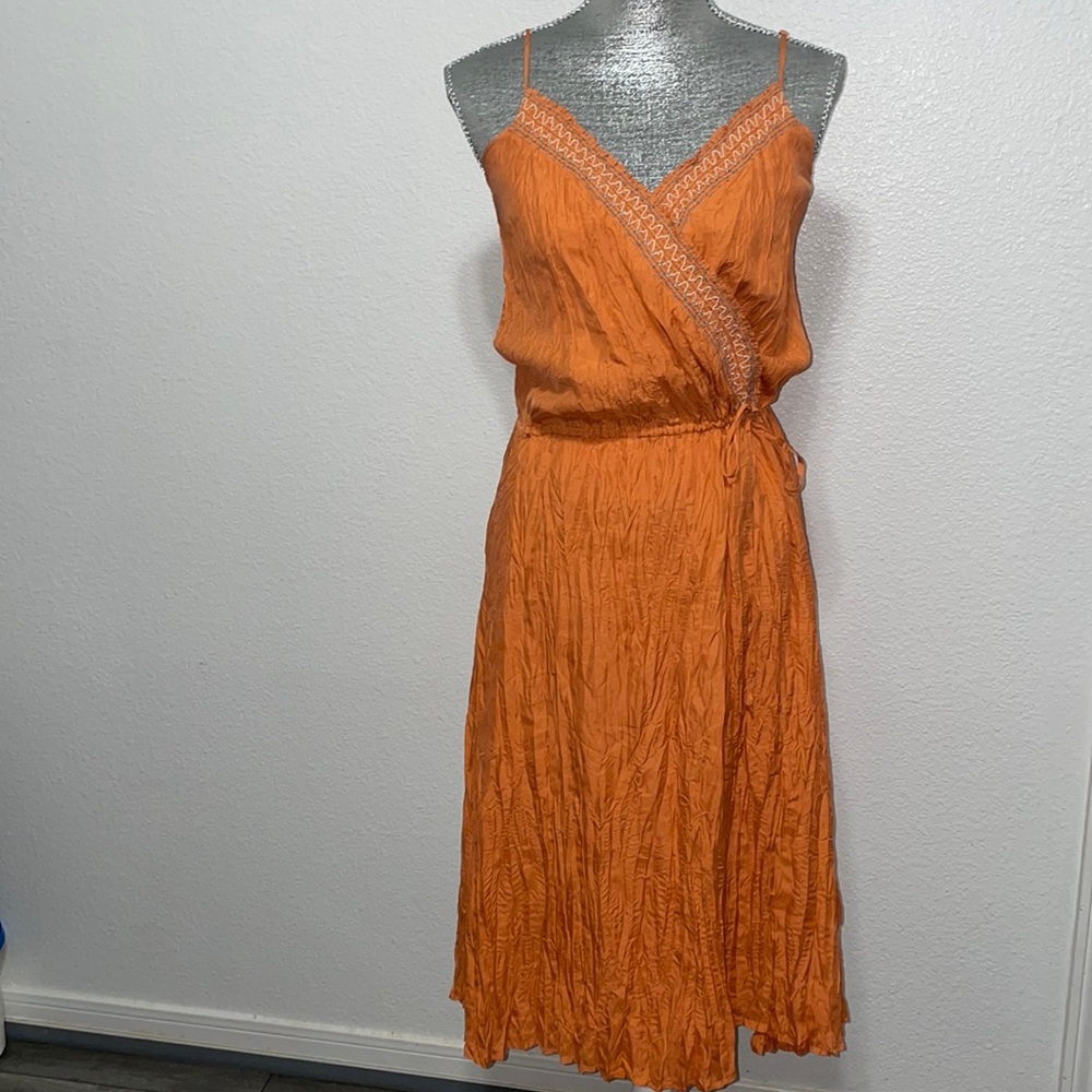 To‎ the max orange dress 8 resort 100% silk vacation beach lined